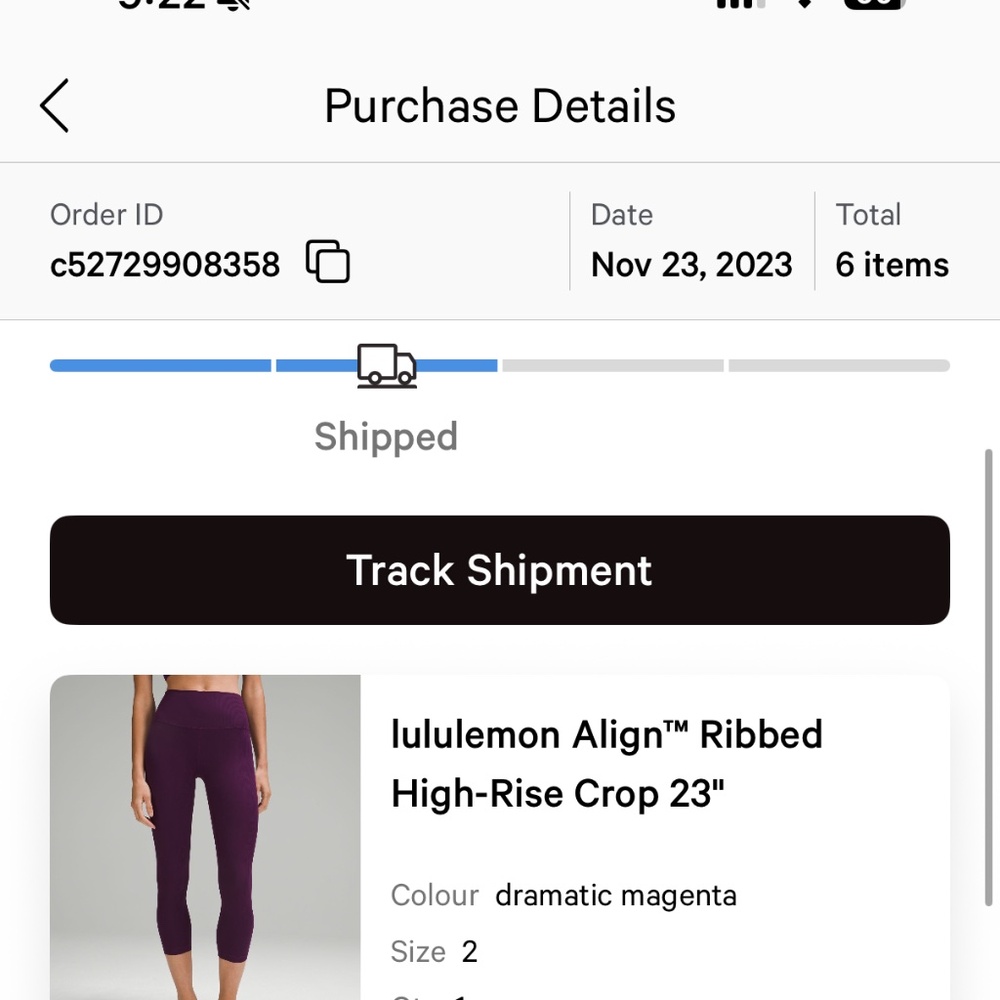 Lululemon ribbed align legging 23” drmatic magenta